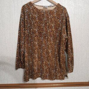 BOLD SPIRIT Leopard Tunic-Style Top Velour Size XL